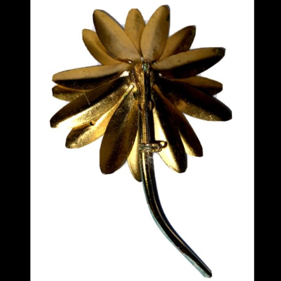 Sandor White Daisy Brooch Pin Ladybug Stem Flower Power 4" Vintage - Picture 4 of 12